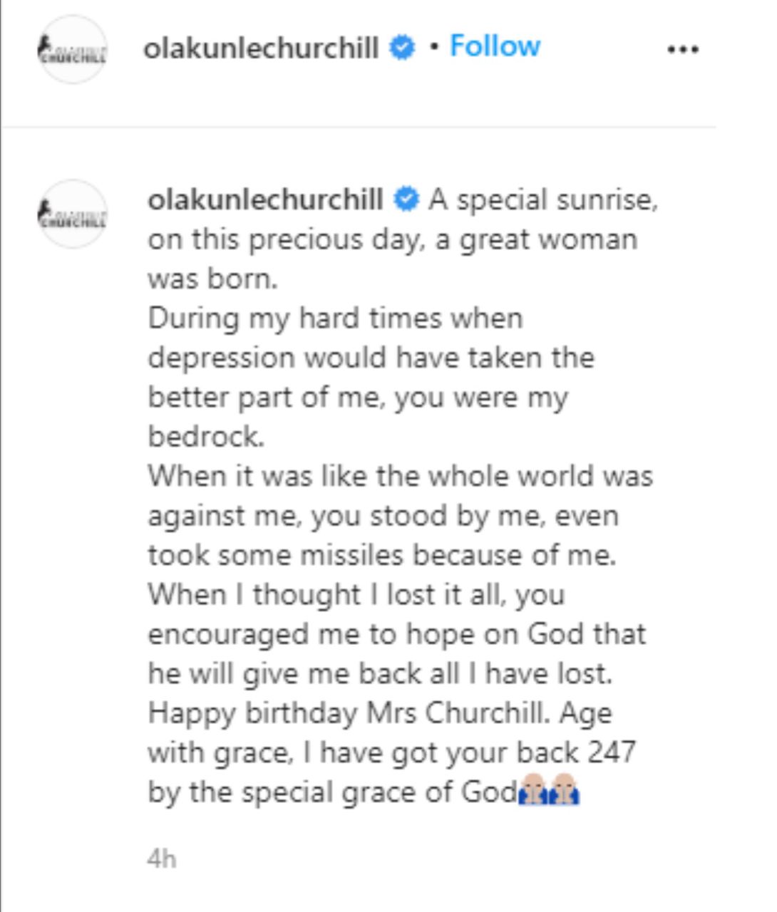 ?You stood by me? - Nigerians dig up businessman Olakunle Churchill?s 2021 sweet birthday post to Rosy Meurer acknowledging her as Mrs Churchill